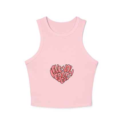 Damen Micro Rib Racer Tank Top mit Typografie-Motiven