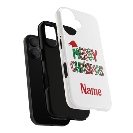 Merry Christmas Phone Case — Festive Santa Hat & Candy Cane Design Tough Case