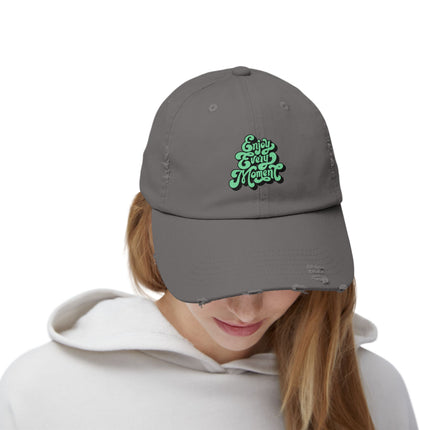 Unisex Distressed Cap mit Typografie-Motiven 