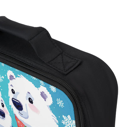 Niedliche Lunchtasche mit 2 Eisbären, die Schnee genießen 