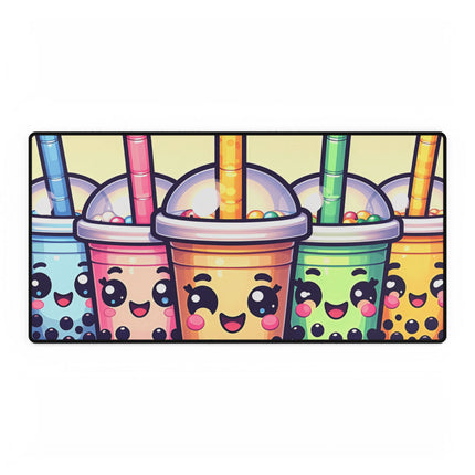 Cute Boba tea and friends design themed Desk Mats