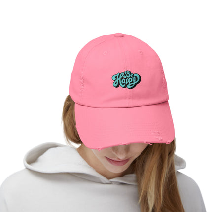 Unisex Distressed Cap mit Typografie-Motiven 