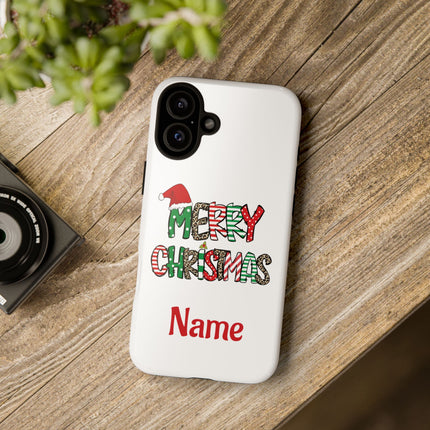 Merry Christmas Phone Case — Festive Santa Hat & Candy Cane Design Tough Case