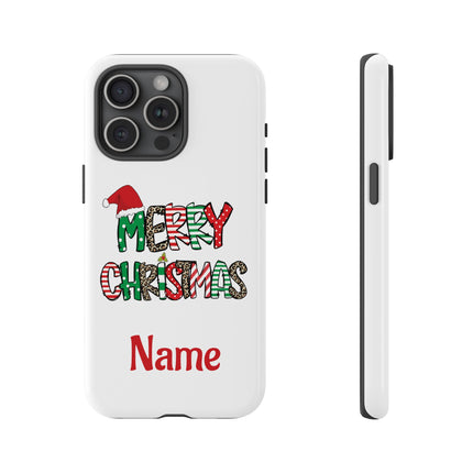 Merry Christmas Phone Case — Festive Santa Hat & Candy Cane Design Tough Case