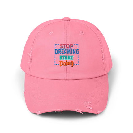 Unisex Distressed Cap mit Typografie-Motiven 