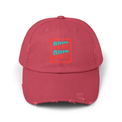Unisex Distressed Cap mit Typografie-Motiven 