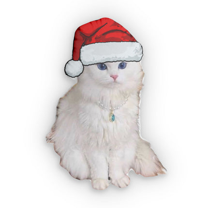 Christmas Cat Shaped Pillow - Personalised Holiday Pet Cushion