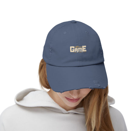 Unisex Distressed Cap mit Typografie-Motiven 