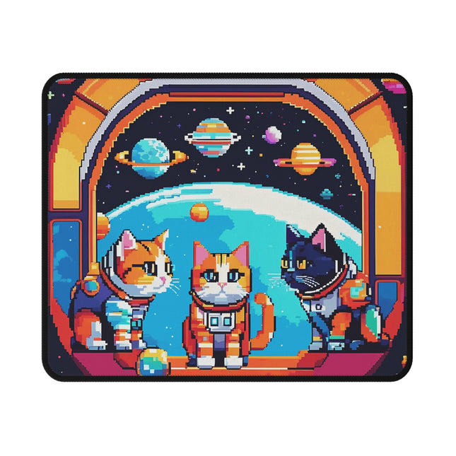 Rutschfestes Gaming-Mauspad mit Katzen-im-Weltraum-Design