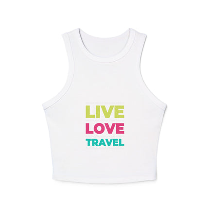 Damen Micro Rib Racer Tank Top mit Typografie-Motiven