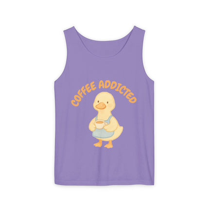 Coffee Addicted Graphic design Unisex Garment-Dyed Tank Top