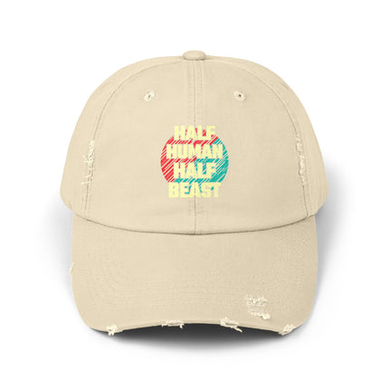 Unisex Distressed Cap mit Typografie-Motiven 