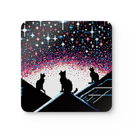 Untersetzer-Set aus Korkholz mit Katze-auf-dem-Dach-Design