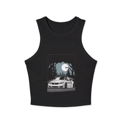 Damen Micro Rib Racer Tank Top mit Auto-Enthusiasten-Motiv