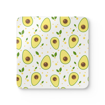 Niedliches Untersetzer-Set aus Korkholz mit Avocado-Muster
