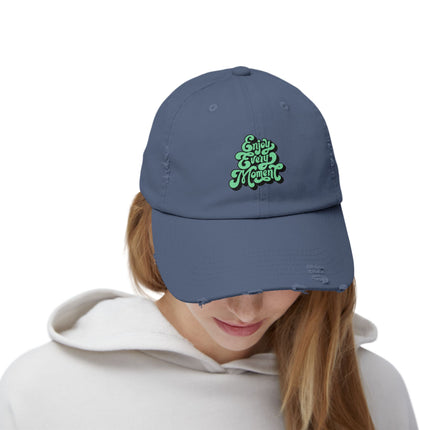 Unisex Distressed Cap mit Typografie-Motiven 