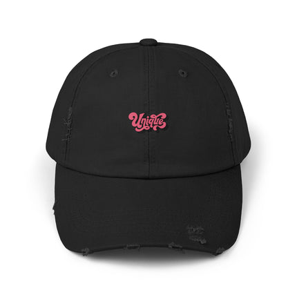 Unisex Distressed Cap mit Typografie-Motiven 