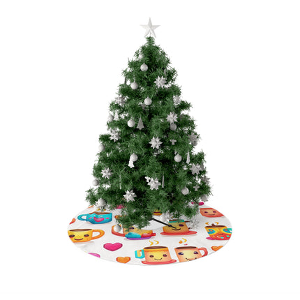 Cute Emoji Cup Pattern design themed Christmas Tree Skirts