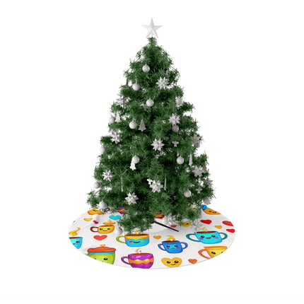 Cute group of Colourful Cups Pattern design themed Christmas Tree Skirts