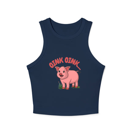 Oink Oink...   Graphic designed Women's Micro Rib Racer Tank Top