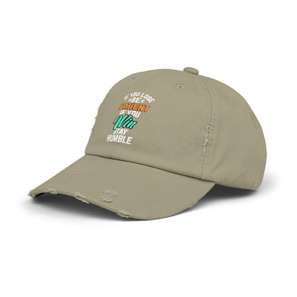Unisex Distressed Cap mit Typografie-Motiven 