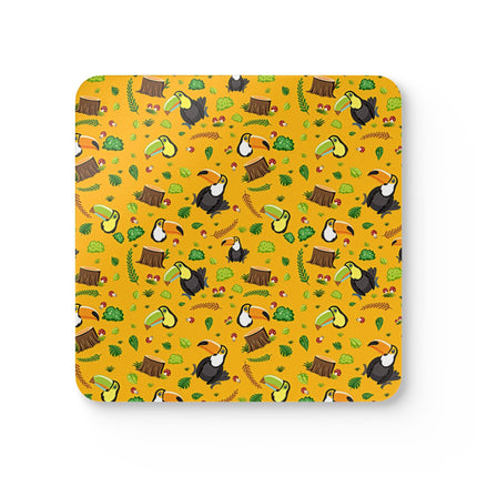Untersetzer-Set aus Korkholz mit niedlichem Vogelmuster-Design