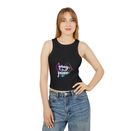 Damen Micro Rib Racer Tank Top mit Typografie-Motiven
