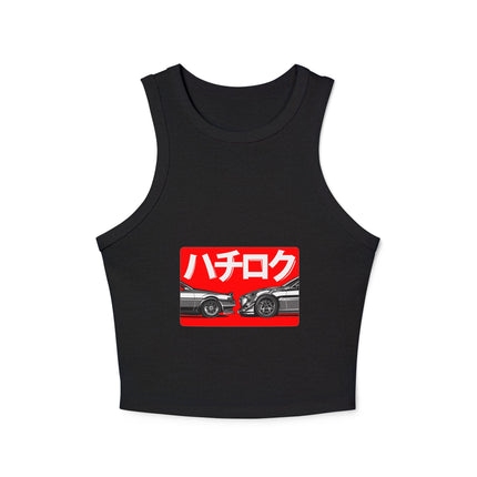 Damen Micro Rib Racer Tank Top mit Auto-Enthusiasten-Motiv