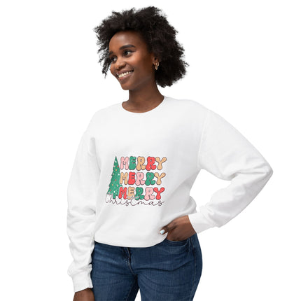 Christmas themed Unisex Lightweight Crewneck Sweatshirt