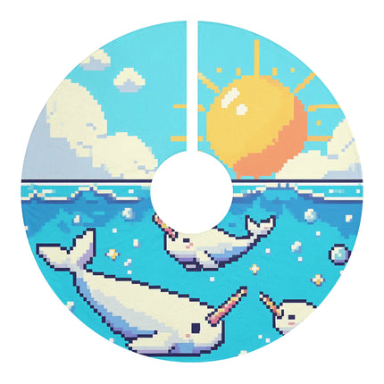 Cute Whale and friends design themed  Christmas Tree Skirts
