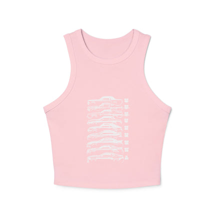 Damen Micro Rib Racer Tank Top mit Auto-Enthusiasten-Motiv