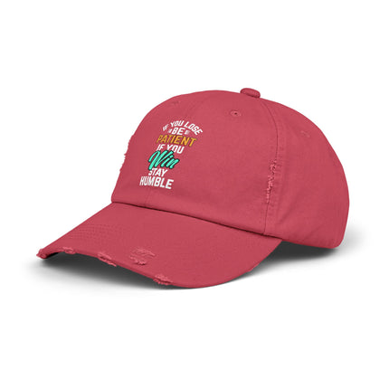Unisex Distressed Cap mit Typografie-Motiven 