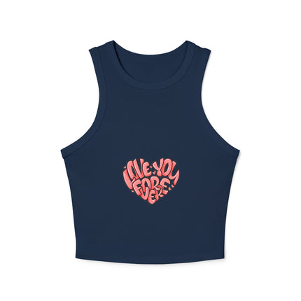Damen Micro Rib Racer Tank Top mit Typografie-Motiven
