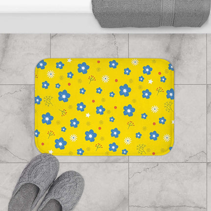 Yellow Floral Design themed Bath Mat