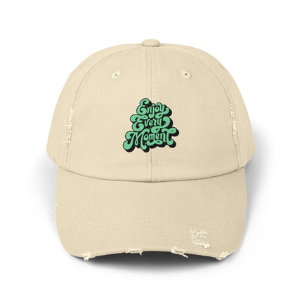 Unisex Distressed Cap mit Typografie-Motiven 