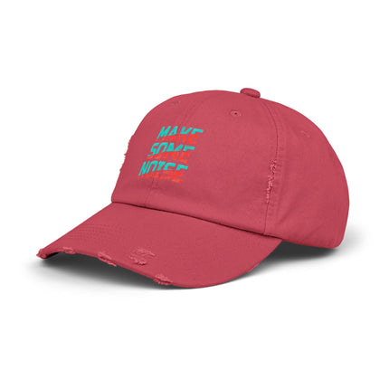 Unisex Distressed Cap mit Typografie-Motiven 