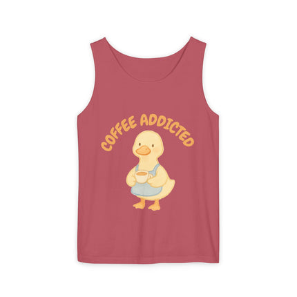 Coffee Addicted Graphic design Unisex Garment-Dyed Tank Top