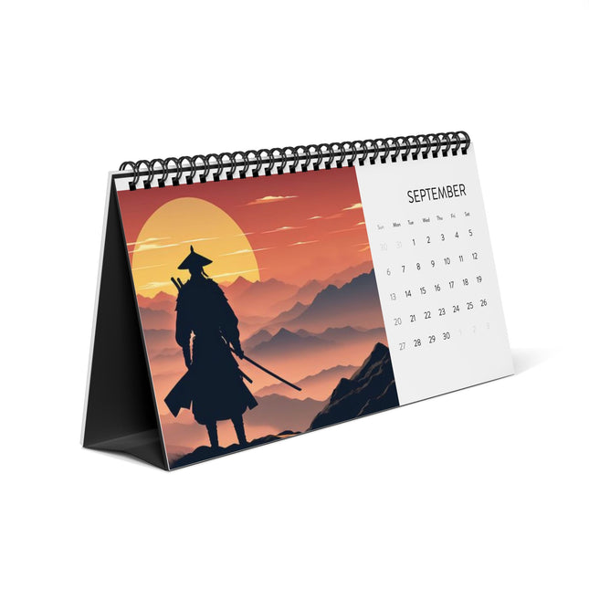 2026 Dragon Desktop Calendar — Samurai Art Grid Planner