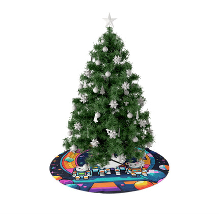 Cute Cats and their friends in the Space design themed Christmas Tree Skirts