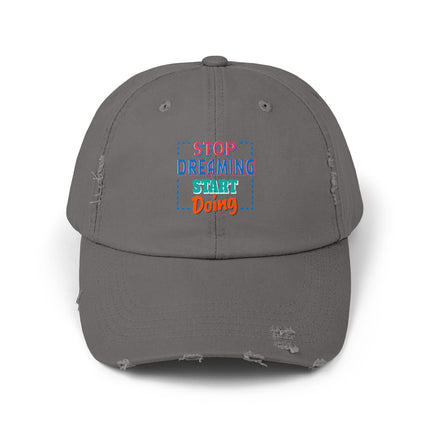 Unisex Distressed Cap mit Typografie-Motiven 