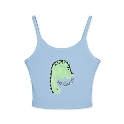 Hi Guys green dino Graphic designed Women's Spaghetti Strap Tank Top