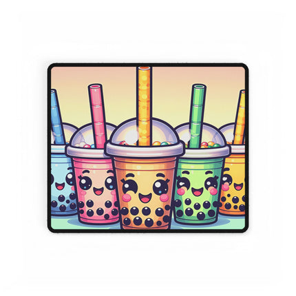 Cute Boba tea and friends design themed Desk Mats