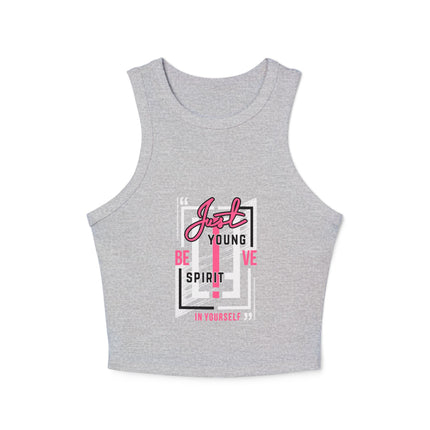 Damen Micro Rib Racer Tank Top mit Typografie-Motiven