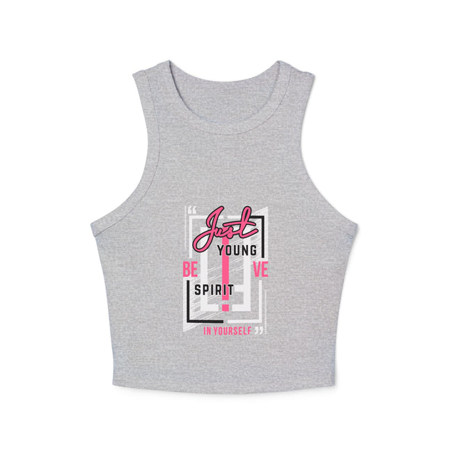 Damen Micro Rib Racer Tank Top mit Typografie-Motiven