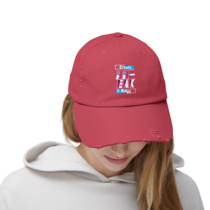 Unisex Distressed Cap mit Typografie-Motiven 