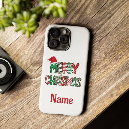 Merry Christmas Phone Case — Festive Santa Hat & Candy Cane Design Tough Case