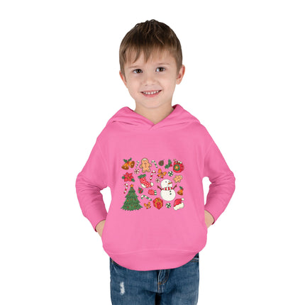 Christmas themed Toddler Pullover Fleece Hoodie