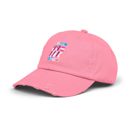 Unisex Distressed Cap mit Typografie-Motiven 