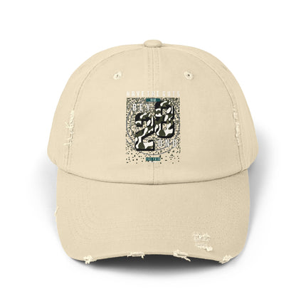 Unisex Distressed Cap mit Typografie-Motiven 