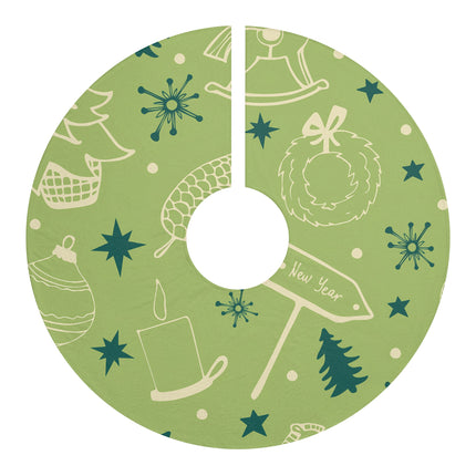Cute Green tree Pattern design themed Christmas Tree Skirts